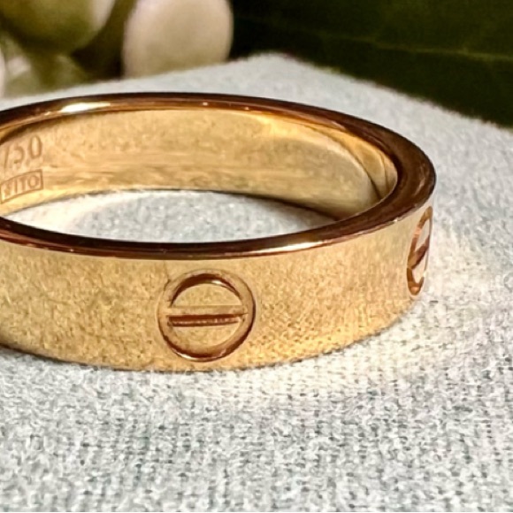 18K HGE Gold Band Ring love Crystal inlaid gold ring Size about an 8 Yellow Gold - Picture 2 of 12